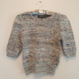 Vintage 80's Jeanne Pierre Lambswool Angora Multi Color Short Sleeve Sweater